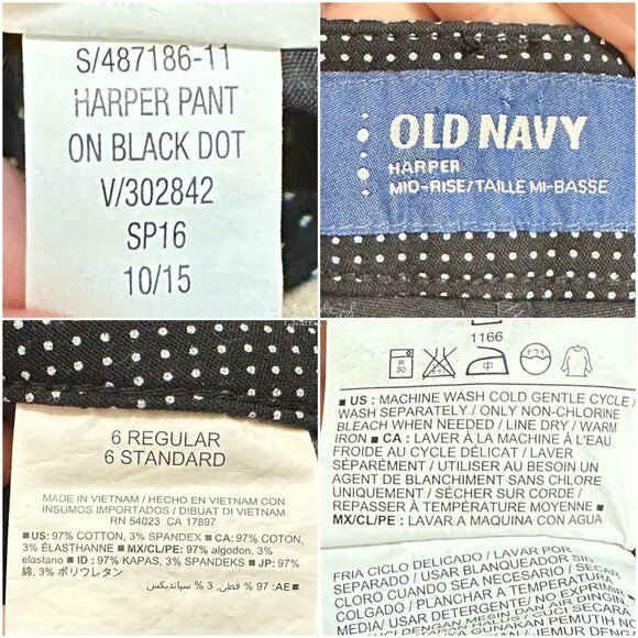 Old Navy Mid-Rise Harper Fine Polka Dot Ankle Pants Size 6 - Picture 5 of 5